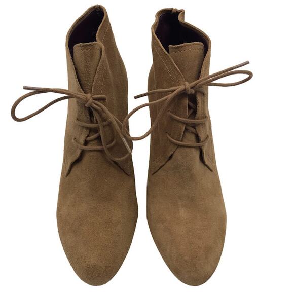 BCBGeneration Delphine Suede Booties 9 M Ankle Boots Lace Up Block Heel Brown - Picture 2 of 16